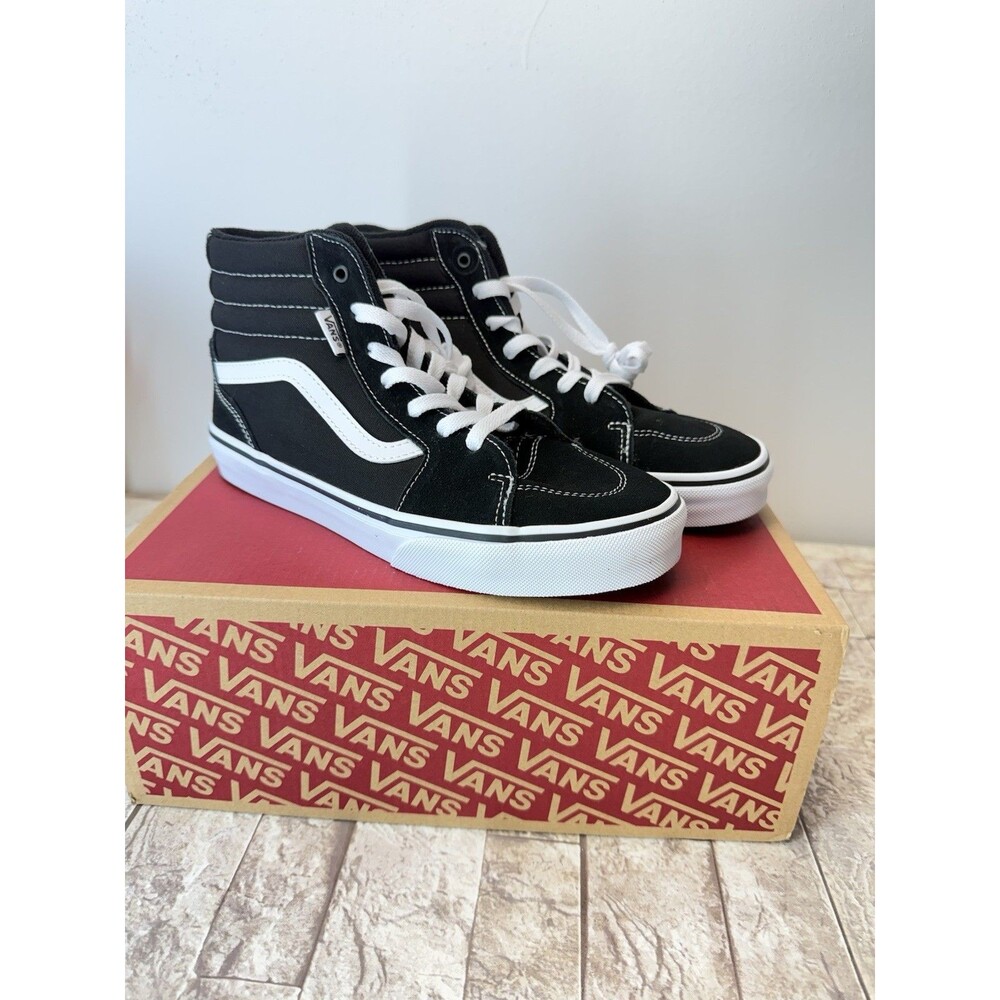 VANS Filmore Hi Teens High Top Suede Shoes Black White Size US 6 - Picture 2 of 11